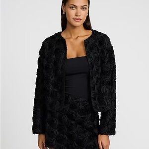 Express Black Textured Floral Blazer